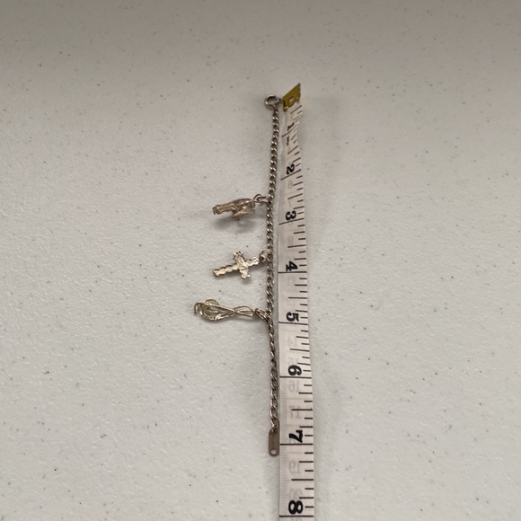 Sterling Silver Charm Bracelet With Three Charms Included - Picture 11 of 15